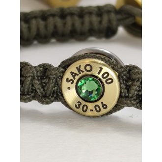   1-Lövetű Női Töltény karkötő, Vadász ékszer .30-06 Sprg választható szín