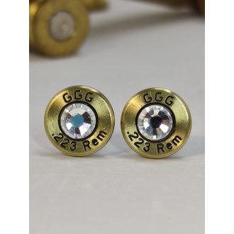   Töltény fülbevaló bedugós vadász ékszer .223 Rem választható kristály