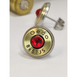   Töltény fülbevaló bedugós vadász ékszer 8x57 JS választható kristály