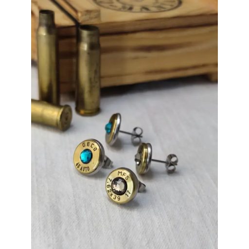 Töltény fülbevaló bedugós 5.56x45 Smaragd zöld-Emerald