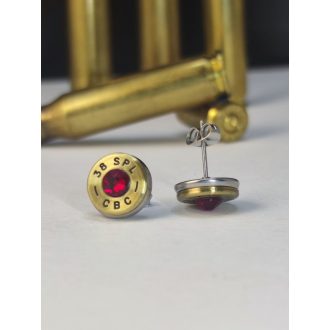   Töltény fülbevaló bedugós  .38 Spl választható kristály