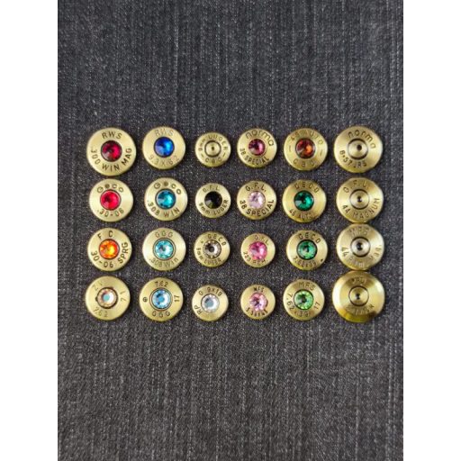 Töltény fülbevaló bedugós  .38 Spl választható kristály