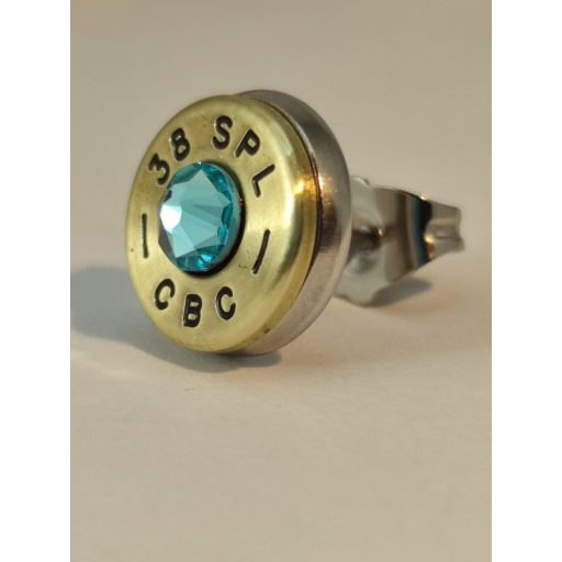 Töltény fülbevaló bedugós  .38 Spl választható kristály