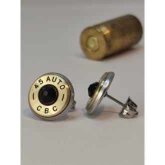   Töltény fülbevaló bedugós  .45 Auto választható kristály