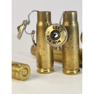   Töltény fülbevaló, franciakapcsos, vadász ékszer .308 Win választható kristály