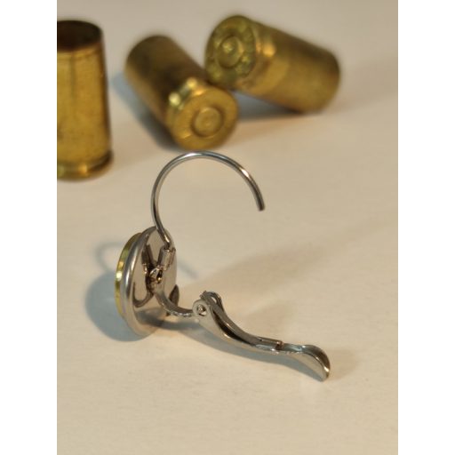 Töltény fülbevaló, franciakapcsos, vadász ékszer 7x64 választható kristály