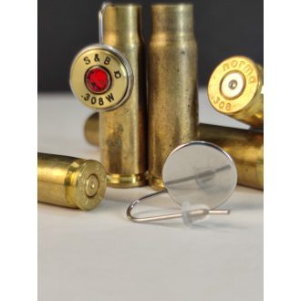   Töltény fülbevaló, akasztós, vadász ékszer, .308 Win választható kristály