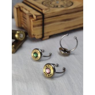   1-Lövetű Töltény gyűrű Vadász ékszer .308 Win, választható kristály