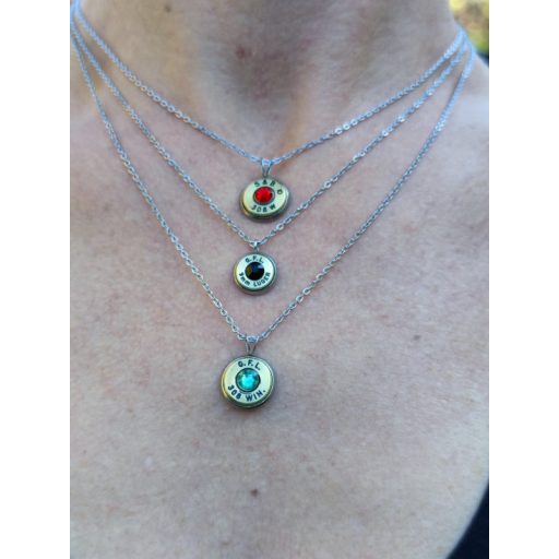 Töltény nyaklánc Vadász ékszer .308 Win, választható kristály