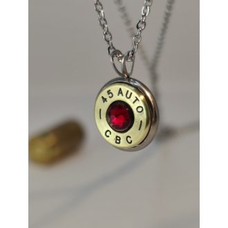 Töltény Női nyaklánc .45 Auto, választható kristály