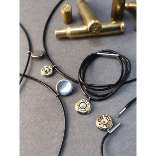 Töltény Fekete Vadász nyaklánc .30-06 Sprg, választható kristály