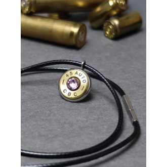   Töltény Női Fekete nyaklánc .45 Auto, választható kristály