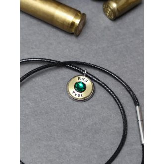   Töltény Fekete Vadász nyaklánc 7x64, választható kristály