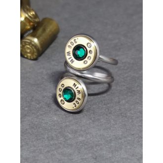   2-Lövetű Töltény gyűrű Vadász ékszer .308 Win, választható kristály