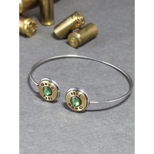 2-Lövetű Töltény karperec Vadász ékszer 7x64, választható kristály