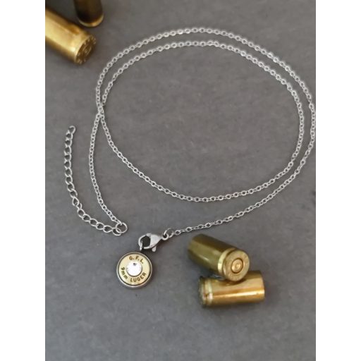 Töltény Bokalánc 9 mm Luger, választható kristály