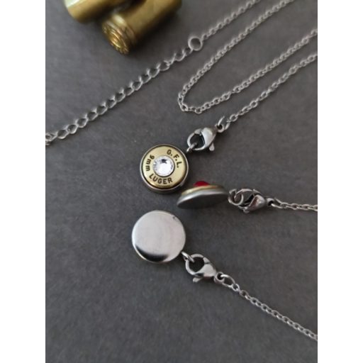 Töltény Bokalánc 9 mm Luger, választható kristály