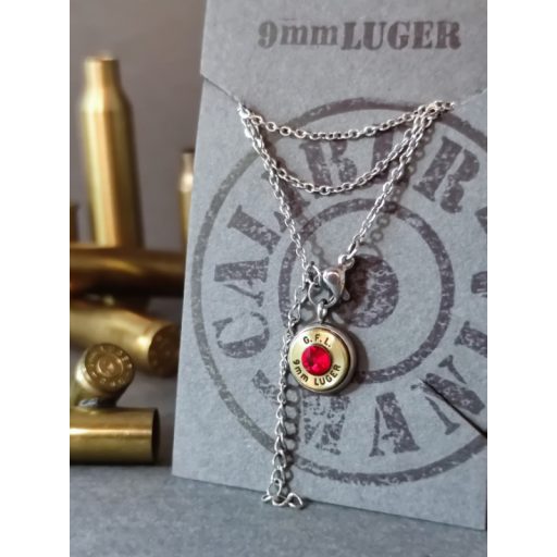 Töltény Bokalánc 9 mm Luger, választható kristály