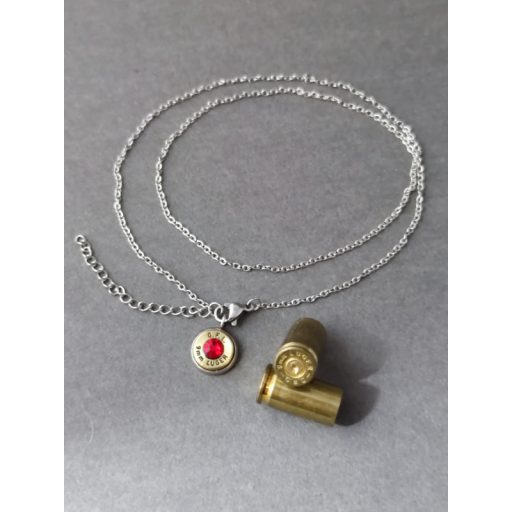 Töltény Bokalánc 9 mm Luger, választható kristály