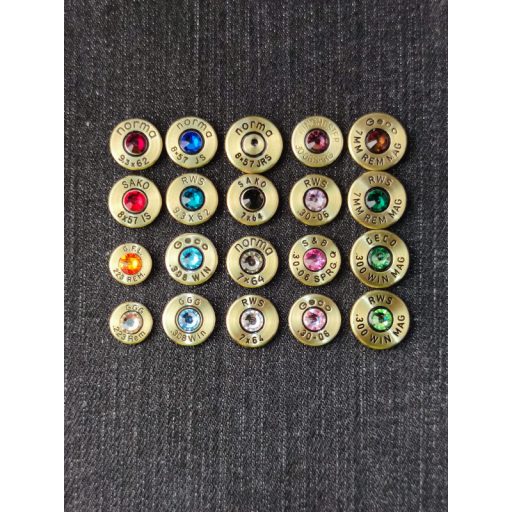 Fekete Zsinóros karkötő .308 Win, választható Kristály