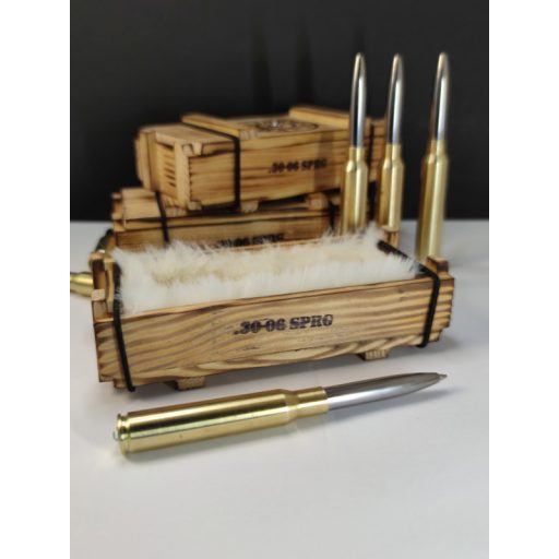 Női Töltény Golyóstoll Lőszeres ládában .30-06 Sprg, választható kristály