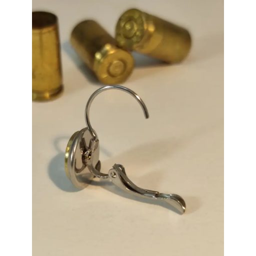 9mm Luger töltény fülbevaló franciakapcsos, többféle kristállyal