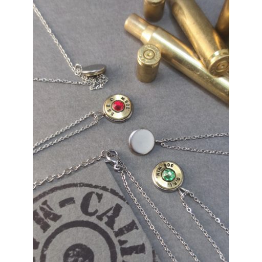 9 mm Luger Töltény nyaklánc, választható kristály