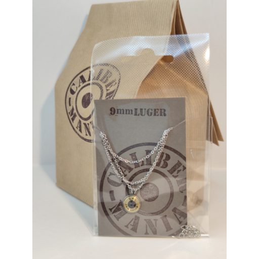 9 mm Luger Töltény nyaklánc, választható kristály
