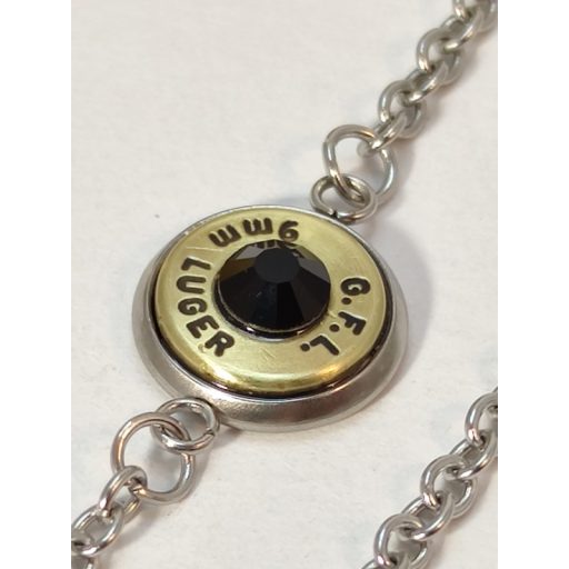 1-Lövetű Töltény Karlánc 9mm Luger, választható kristály