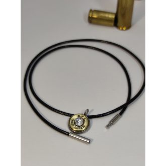   9 mm Luger Töltény Fekete nyaklánc, választható kristály