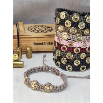   3-Lövetű Női Töltény karkötő 9mm Luger, választható szín